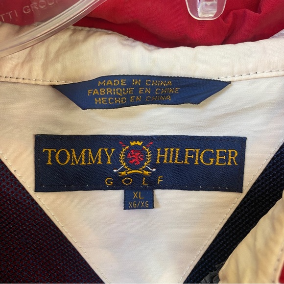 Vintage 1990s men’s Tommy Hilfiger Bomber Jacket Golf Crest 90s Colorblock XL - Picture 4 of 15